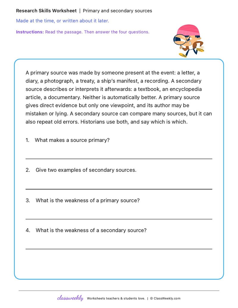 Primary and secondary sources