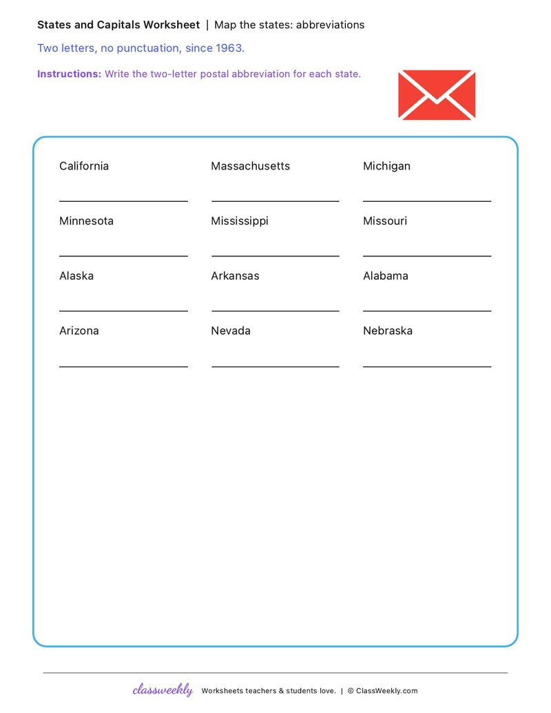 Map the states: abbreviations