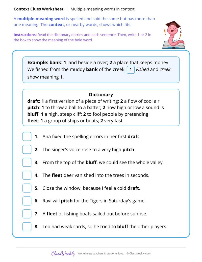 Multiple Meaning Words in Context