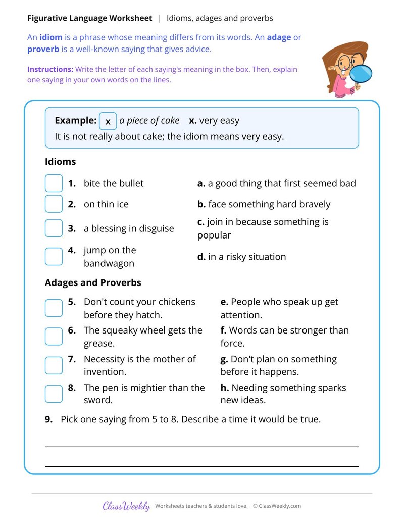 Idioms, Adages and Proverbs