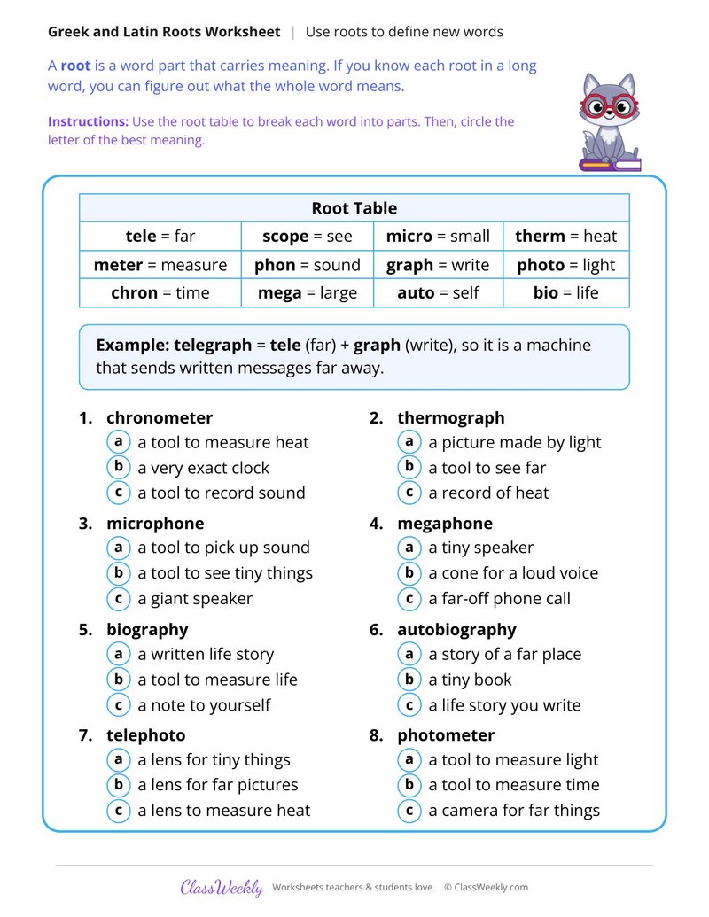 Use Roots to Define New Words