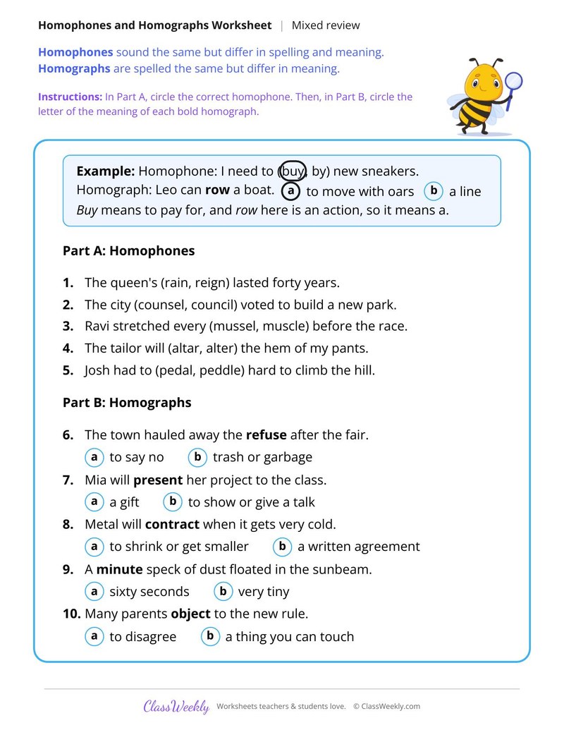 Homophone and Homograph Review
