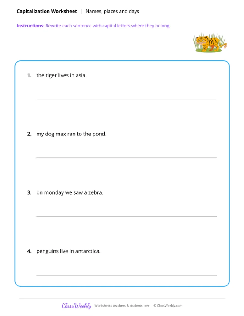 Capitalization - Names, Places and Days