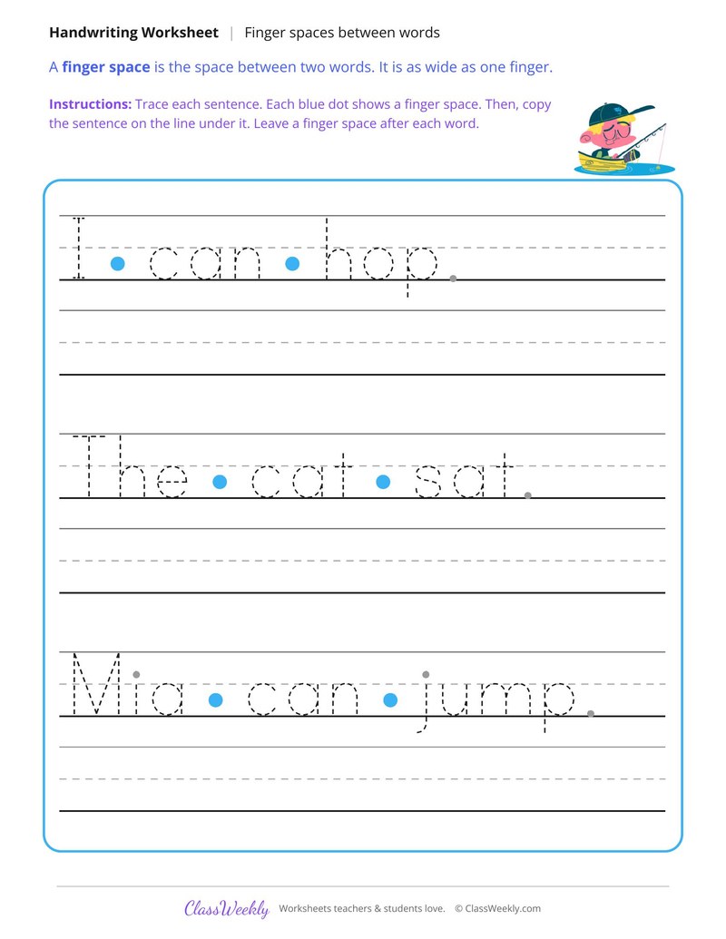 Finger Spaces Between Words