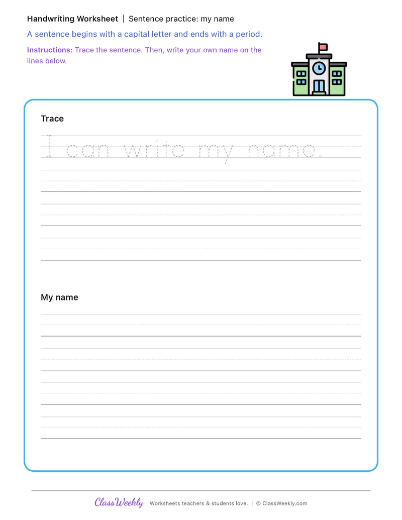 Sentence practice: my name