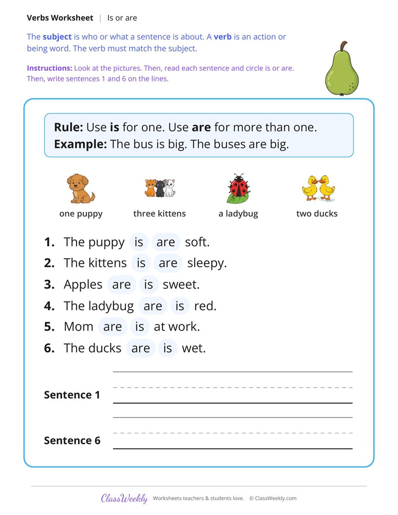 Is or Are? Make the Verb Match the Subject