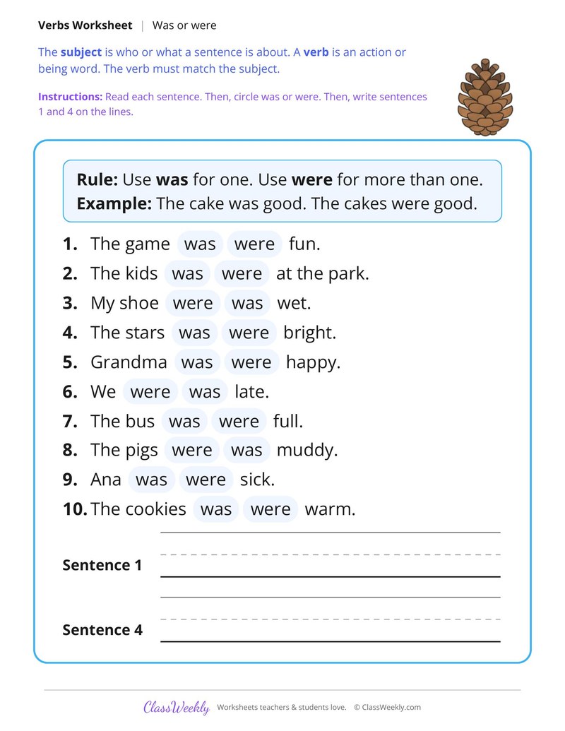 Was or Were? Pick the Verb That Matches