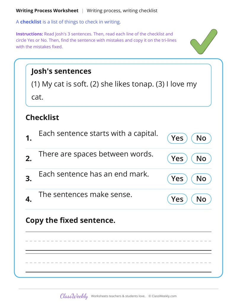 Check a Model With a Writing Checklist