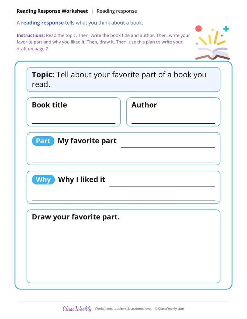 My Favorite Part of a Book Reading Response - Page 1