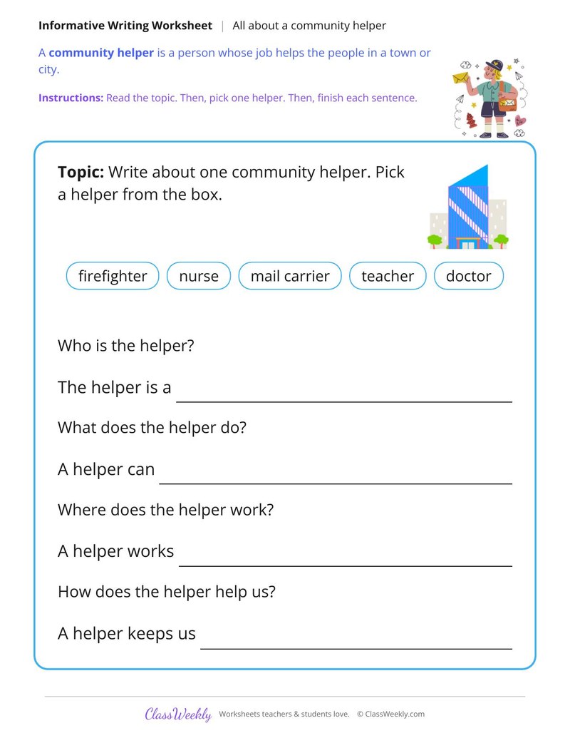 All About a Community Helper Informative Writing