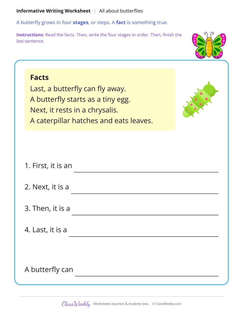 All About Butterflies Informative Writing