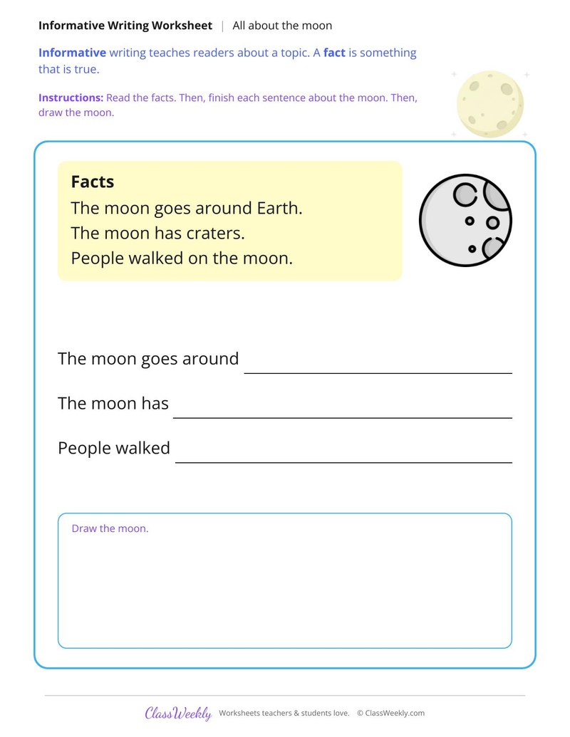 All About the Moon Informative Writing