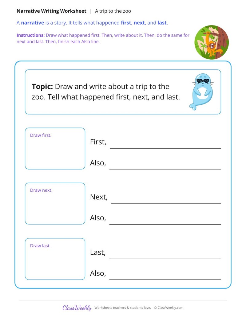 A Trip to the Zoo Narrative Writing