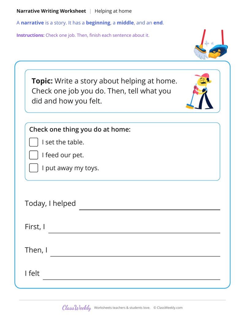 Helping at Home Narrative Writing