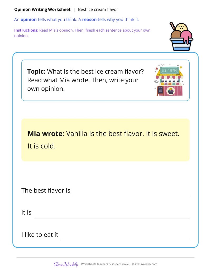 Best Ice Cream Flavor Opinion Writing