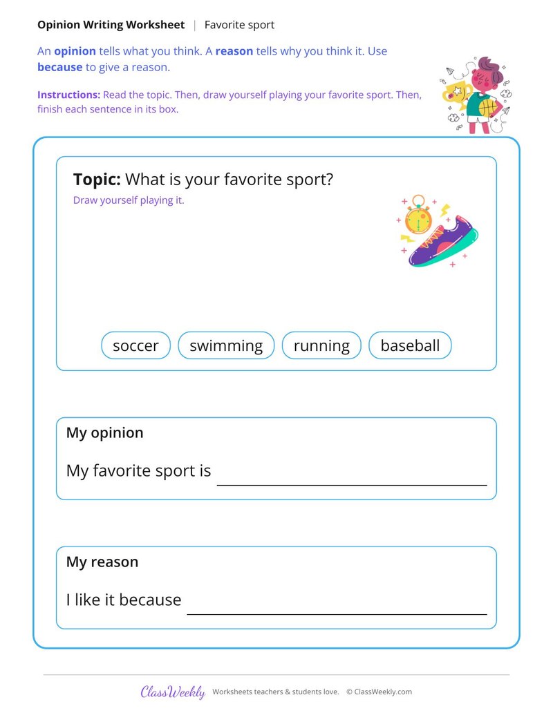 Favorite Sport Opinion Writing