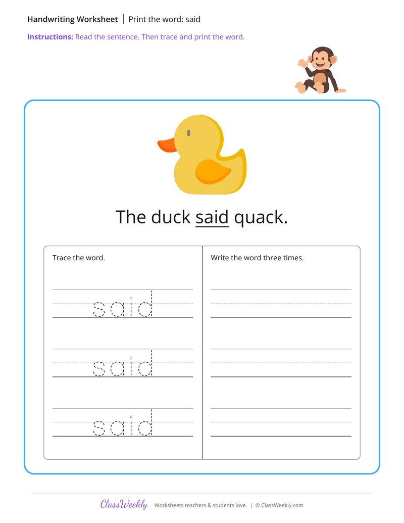 Print the word: said
