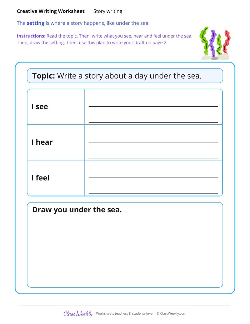 A Day Under the Sea Story Writing - Page 1
