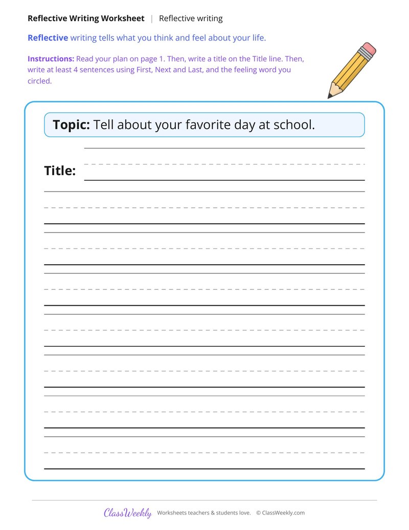 My Favorite Day at School Reflective Writing - Page 2