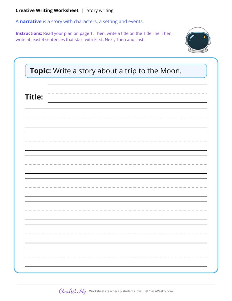 My Trip to the Moon Story Writing - Page 2