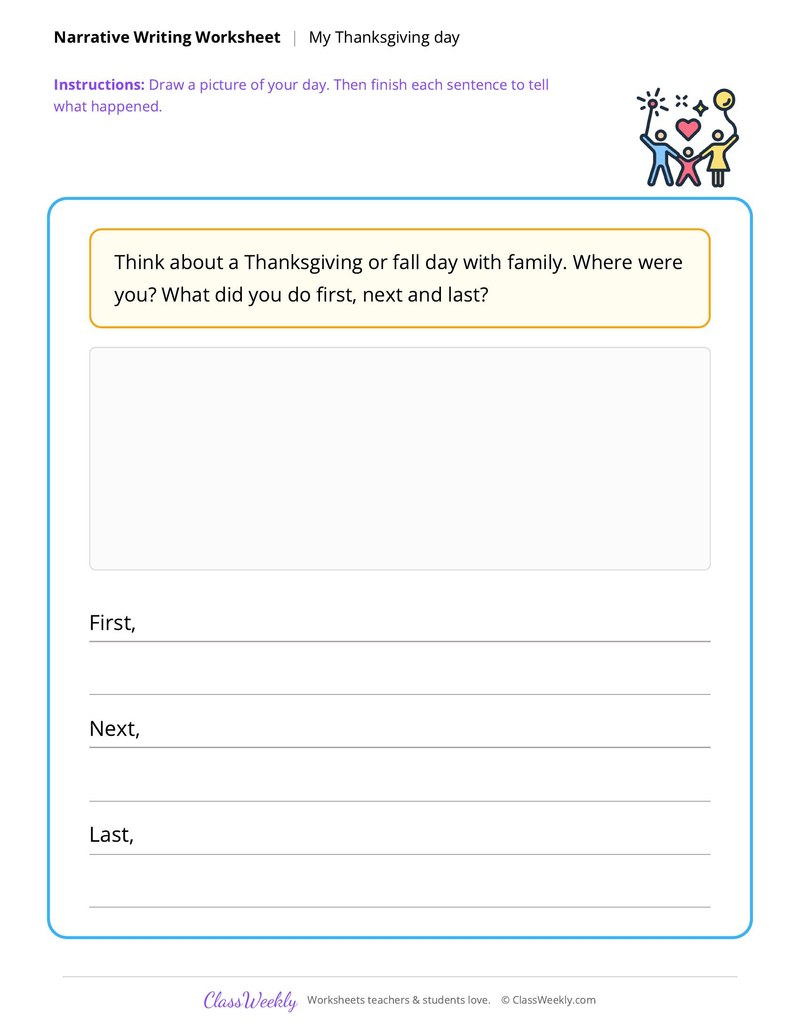 Narrative writing - Thanksgiving