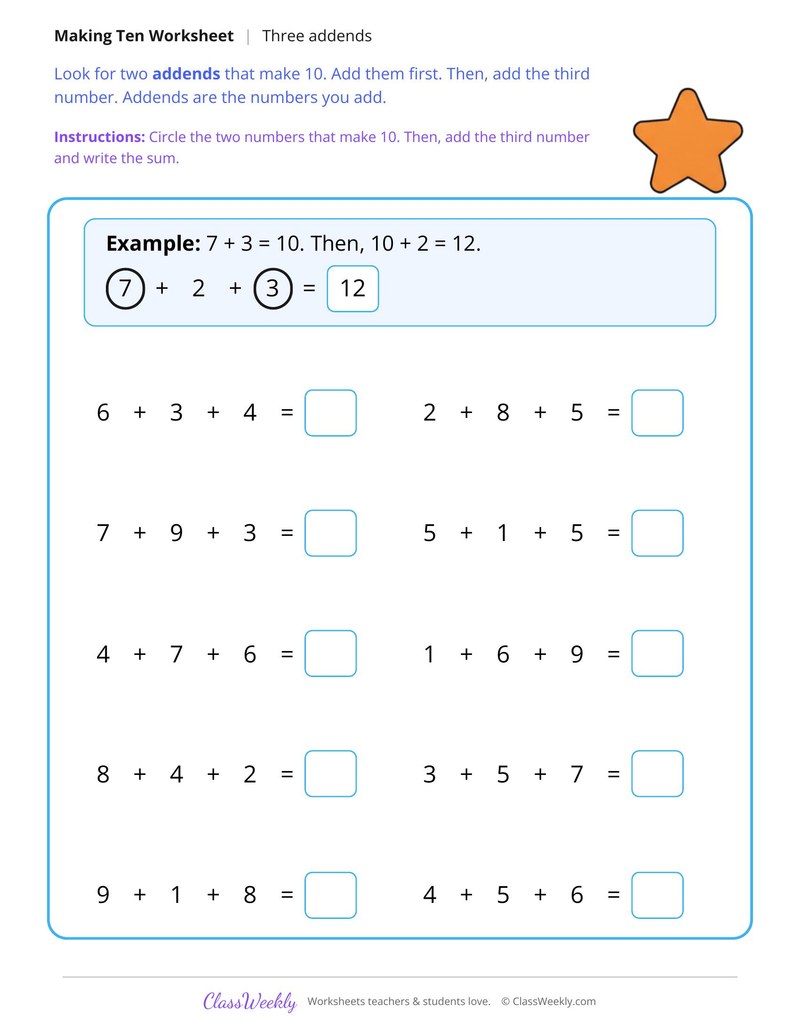 Find the Ten, Then Add the Third Number