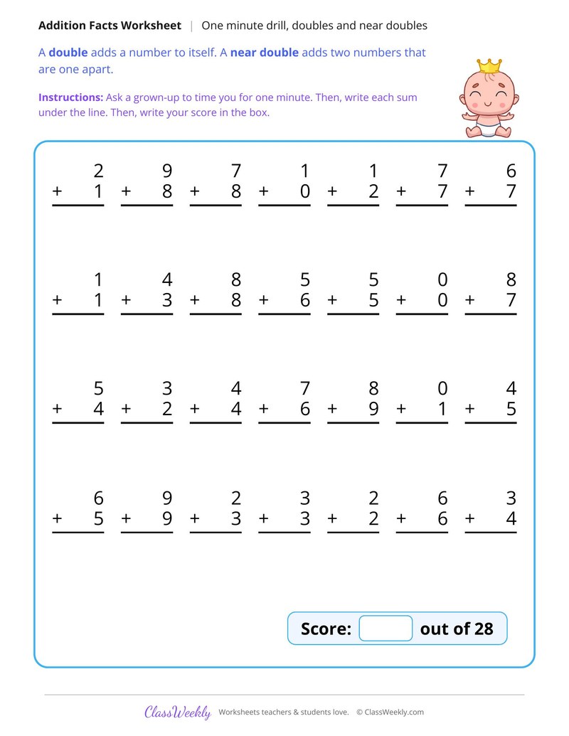 One Minute Drill, Doubles and Near Doubles