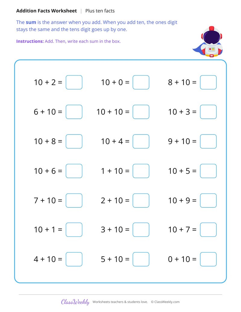 Plus Ten Facts to 20