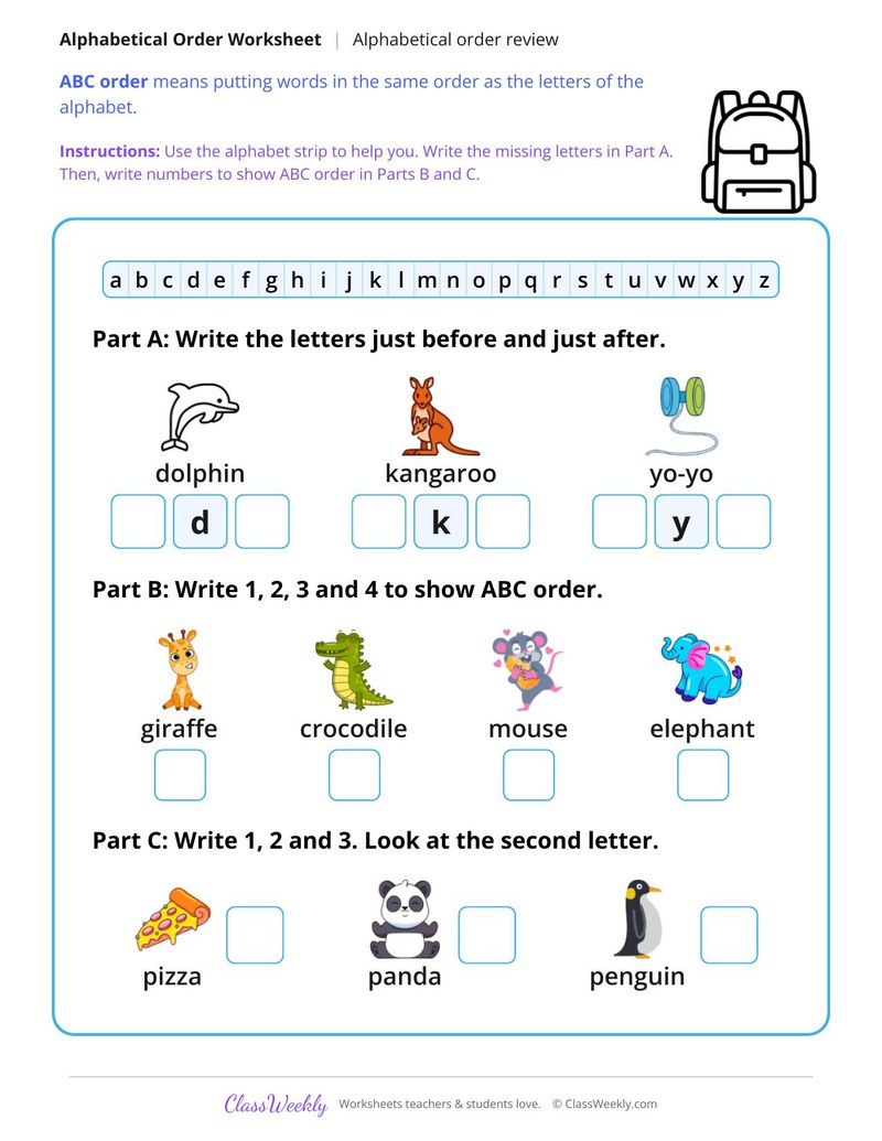 Alphabetical Order Review