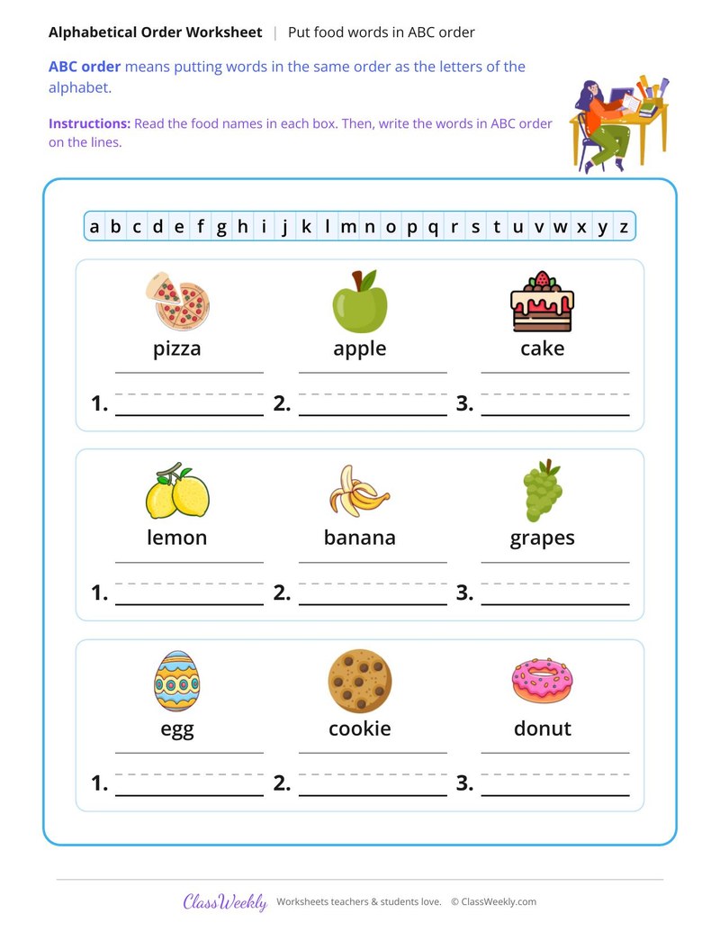 Put Food Words in ABC Order