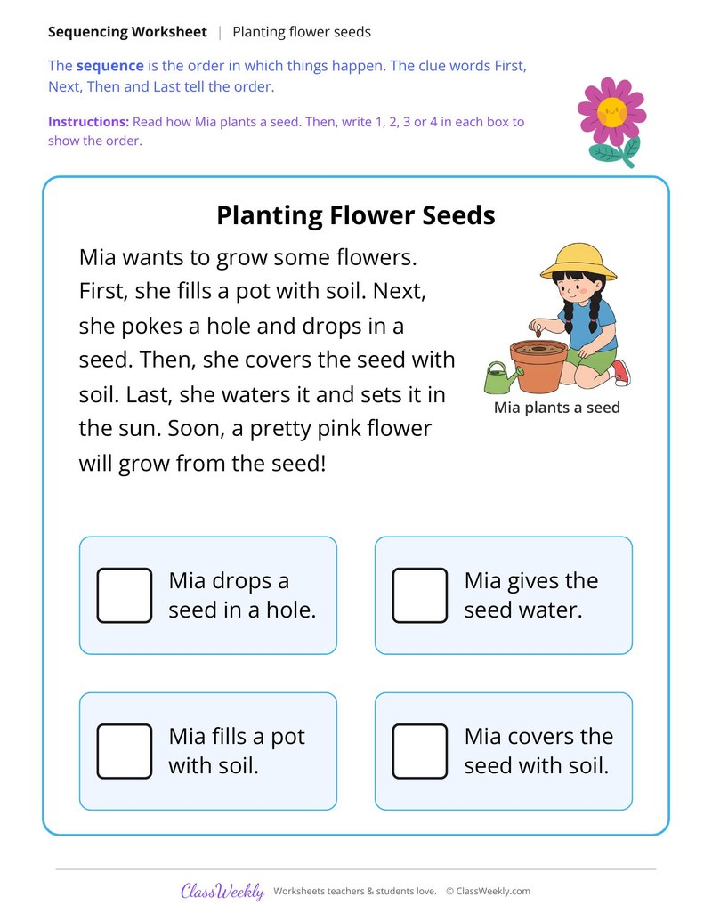 Planting Flower Seeds (Sequencing)