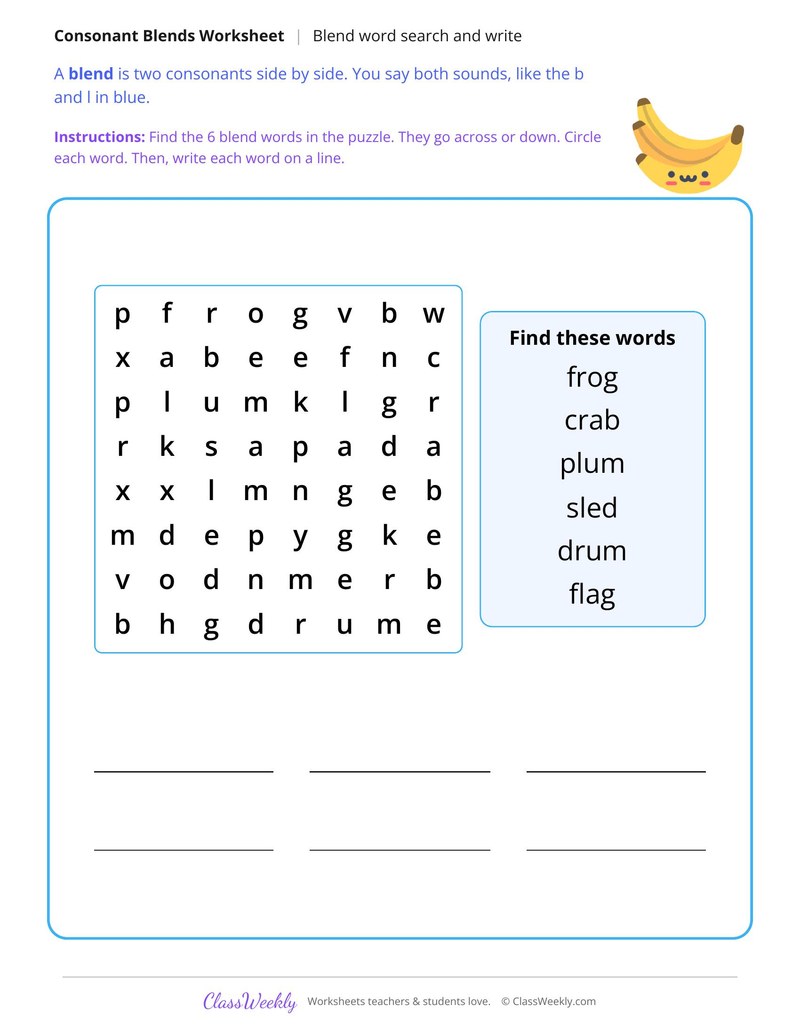 Blend Word Search and Write