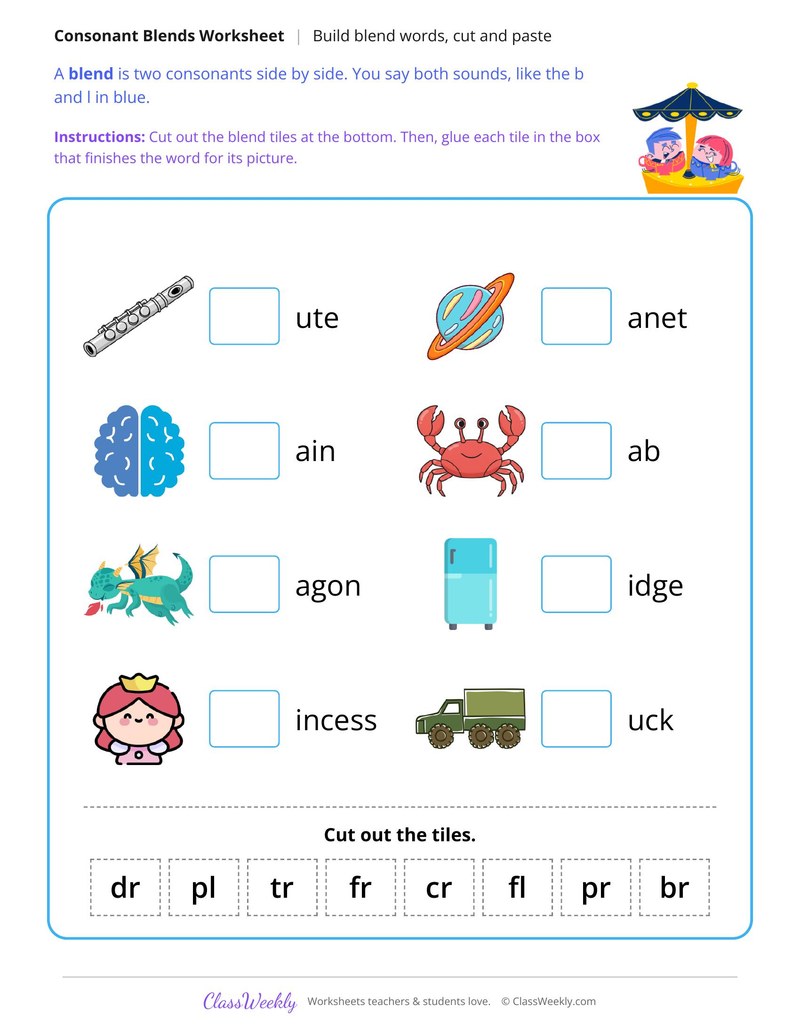 Build Blend Words, Cut and Paste
