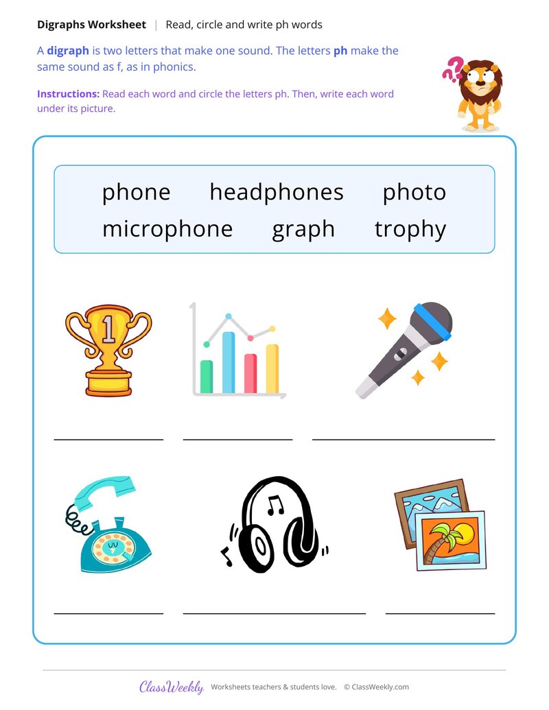 Read, Circle and Write Ph Words