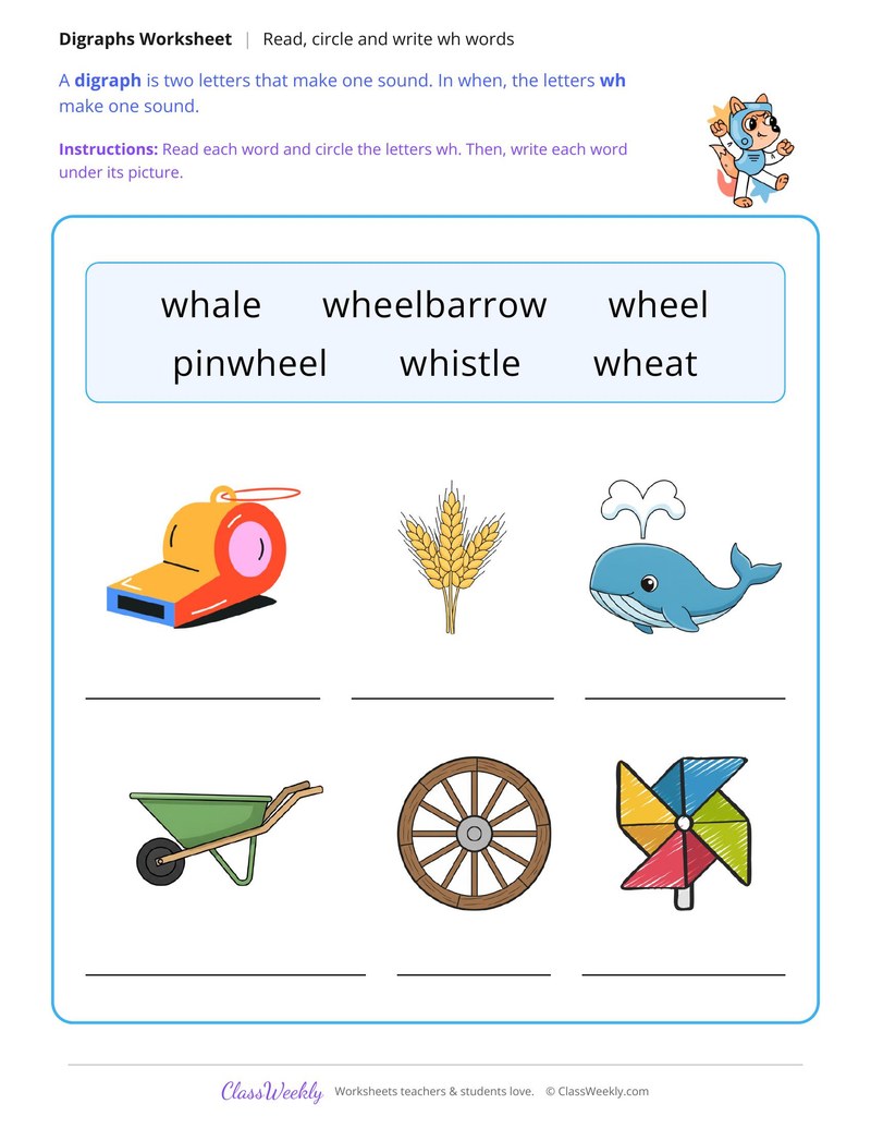 Read, Circle and Write Wh Words