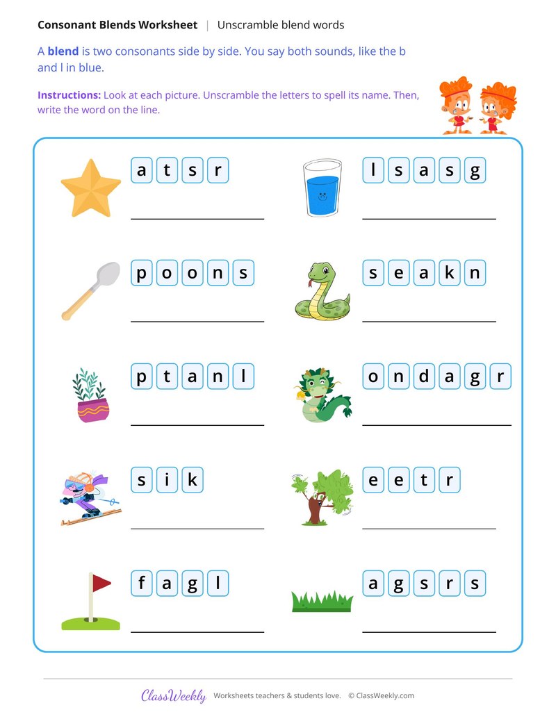 Unscramble Blend Words