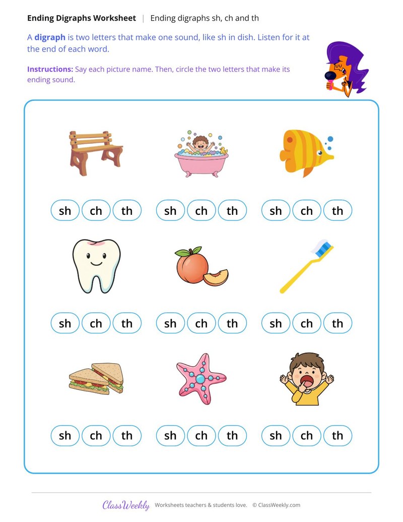 Ending Digraphs Sh, Ch and Th