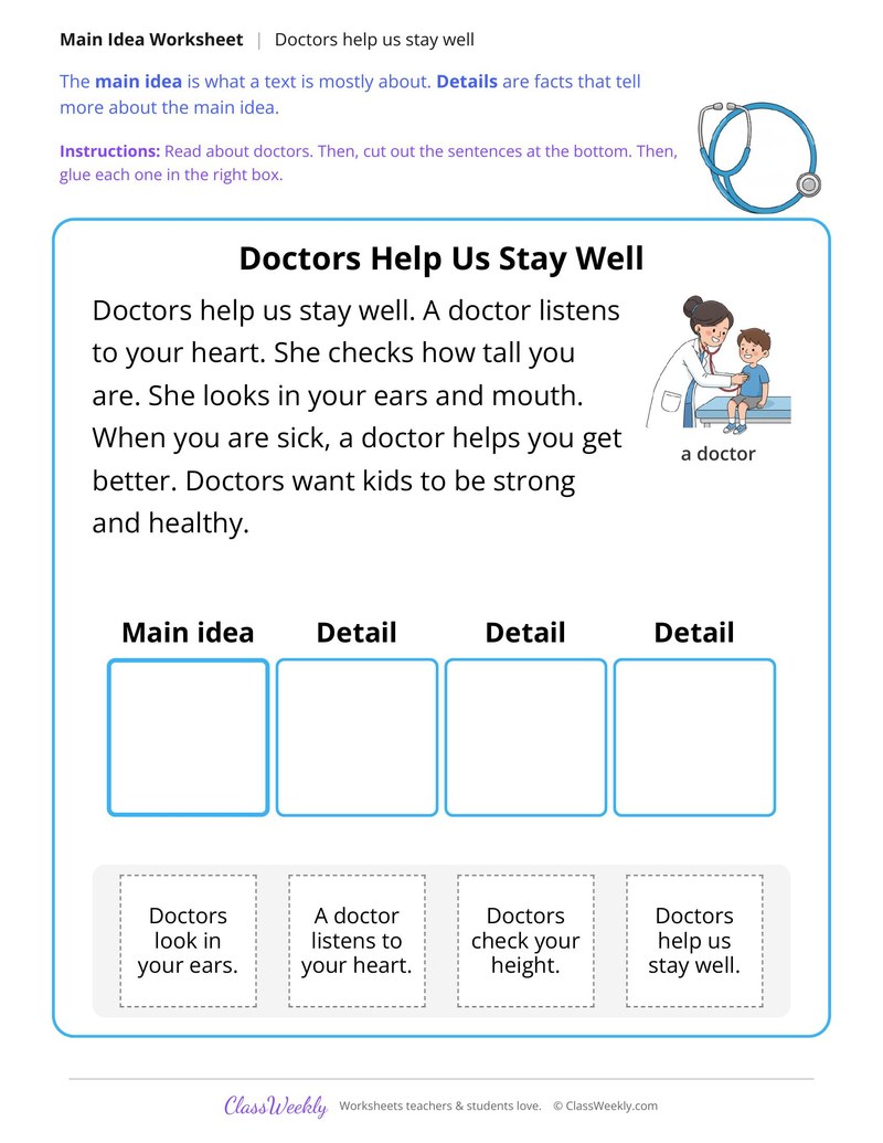 Doctors Help Us Stay Well (Main Idea)