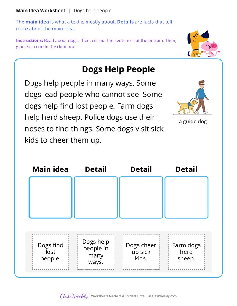 Dogs Help People (Main Idea)