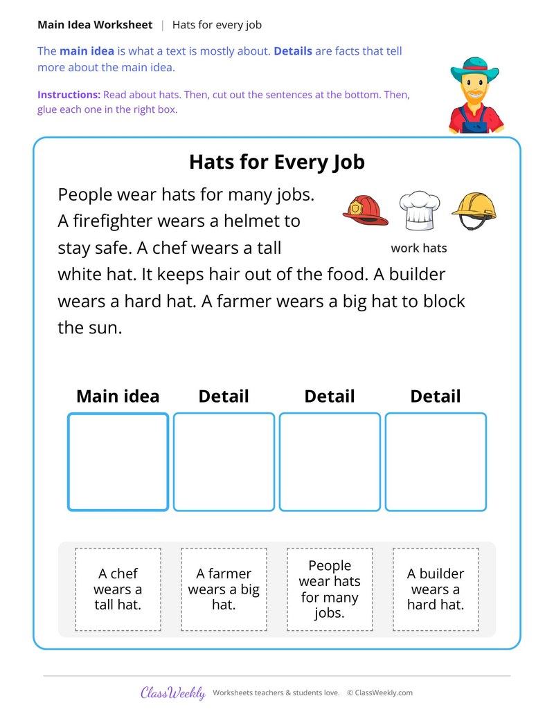 Hats for Every Job (Main Idea)