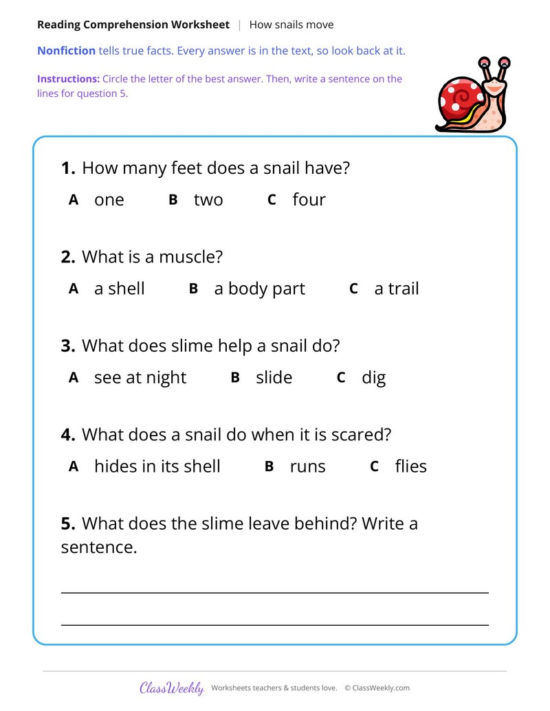 How Snails Move (Nonfiction Passage) - Page 2