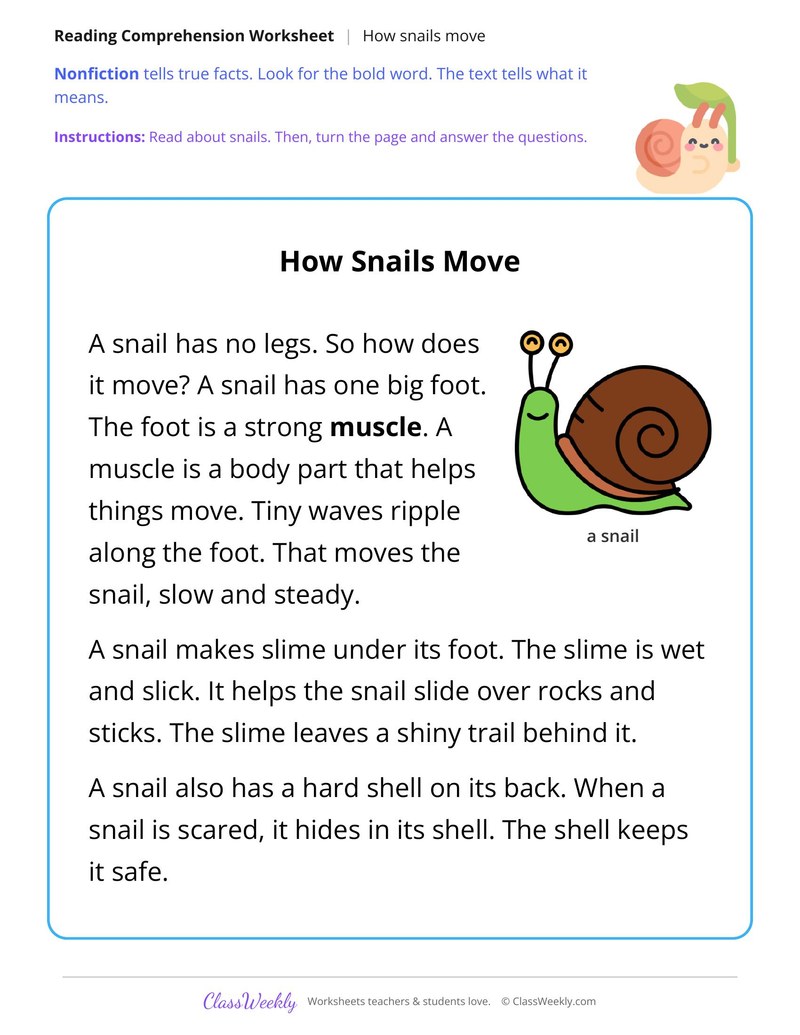 How Snails Move (Nonfiction Passage) - Page 1