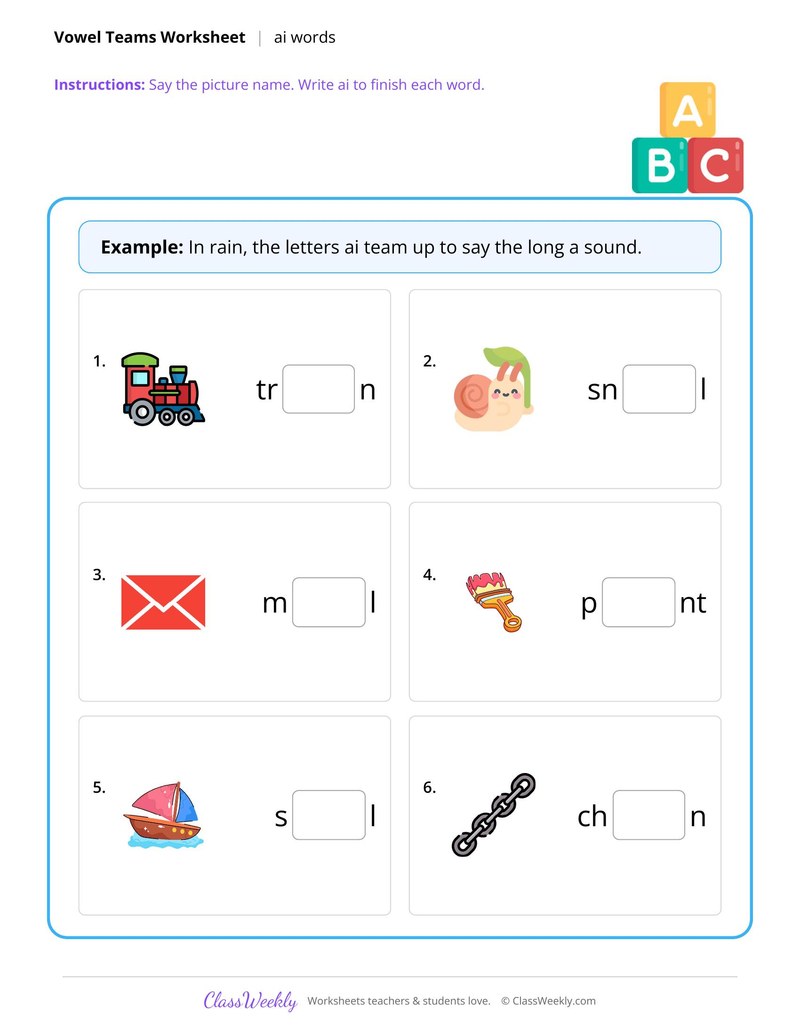 ai vowel team words
