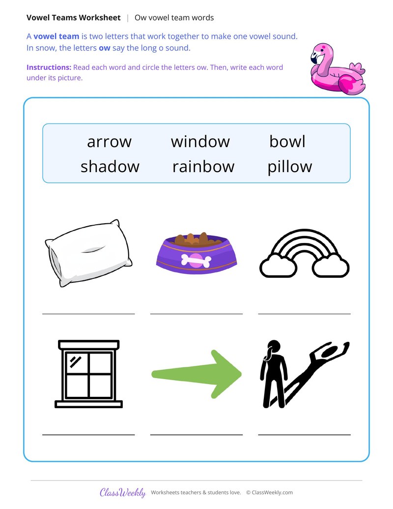 Ow Vowel Team Words
