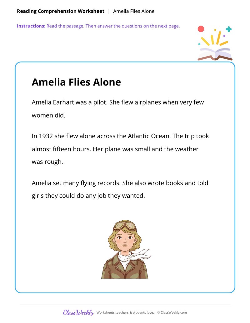 Amelia Flies Alone - Famous Americans - Page 1