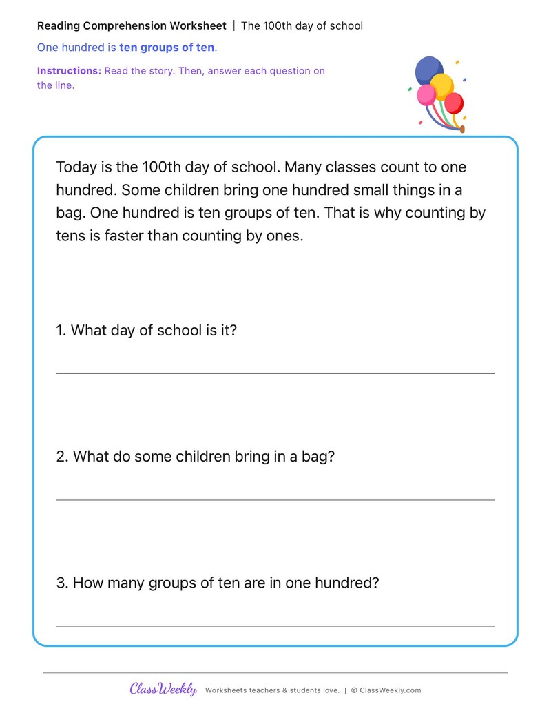 The 100th day of school