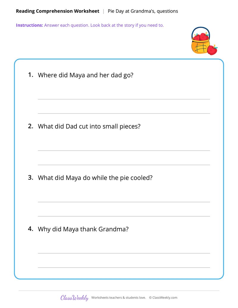 Reading, Pie Day at Grandma's - Thanksgiving - Page 2