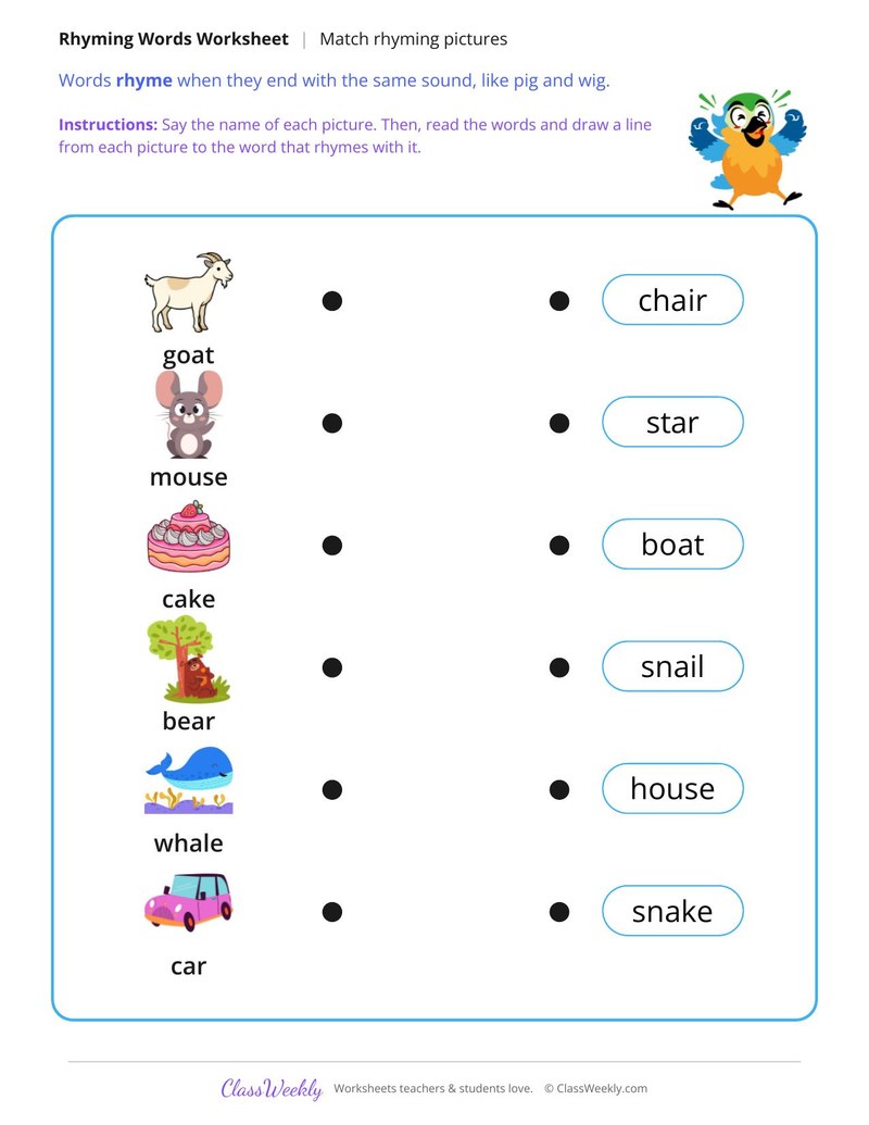 Match Rhyming Pictures