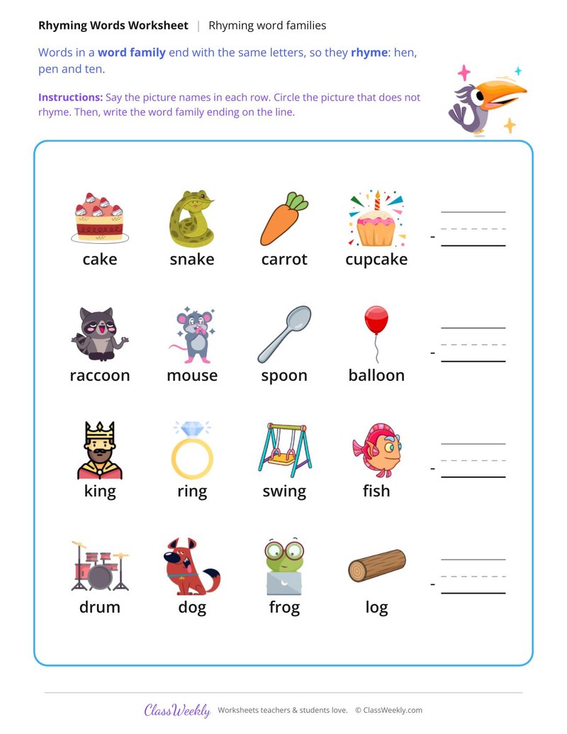 Rhyming Word Families