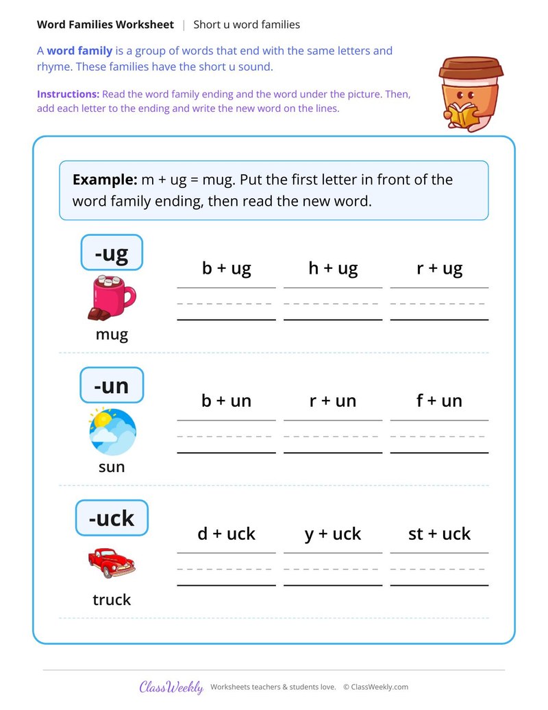 Short U Word Families